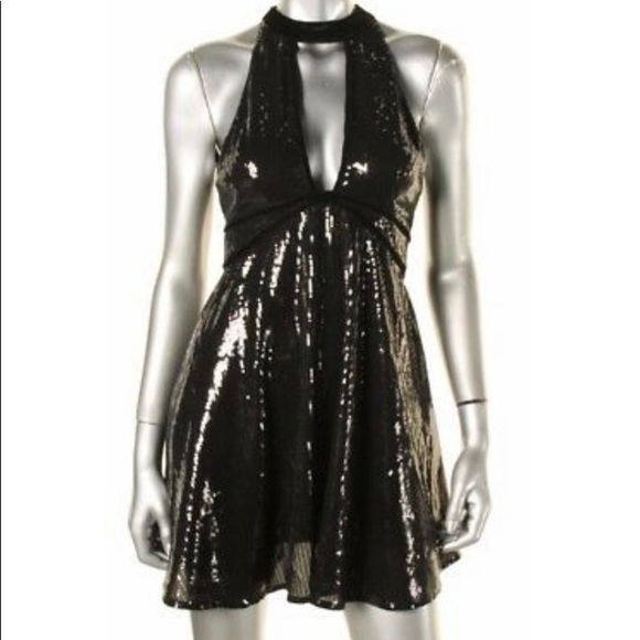 FREE PEOPLE BLACK FILM NOIR SEQUIN DRESS - Picture 2 of 14